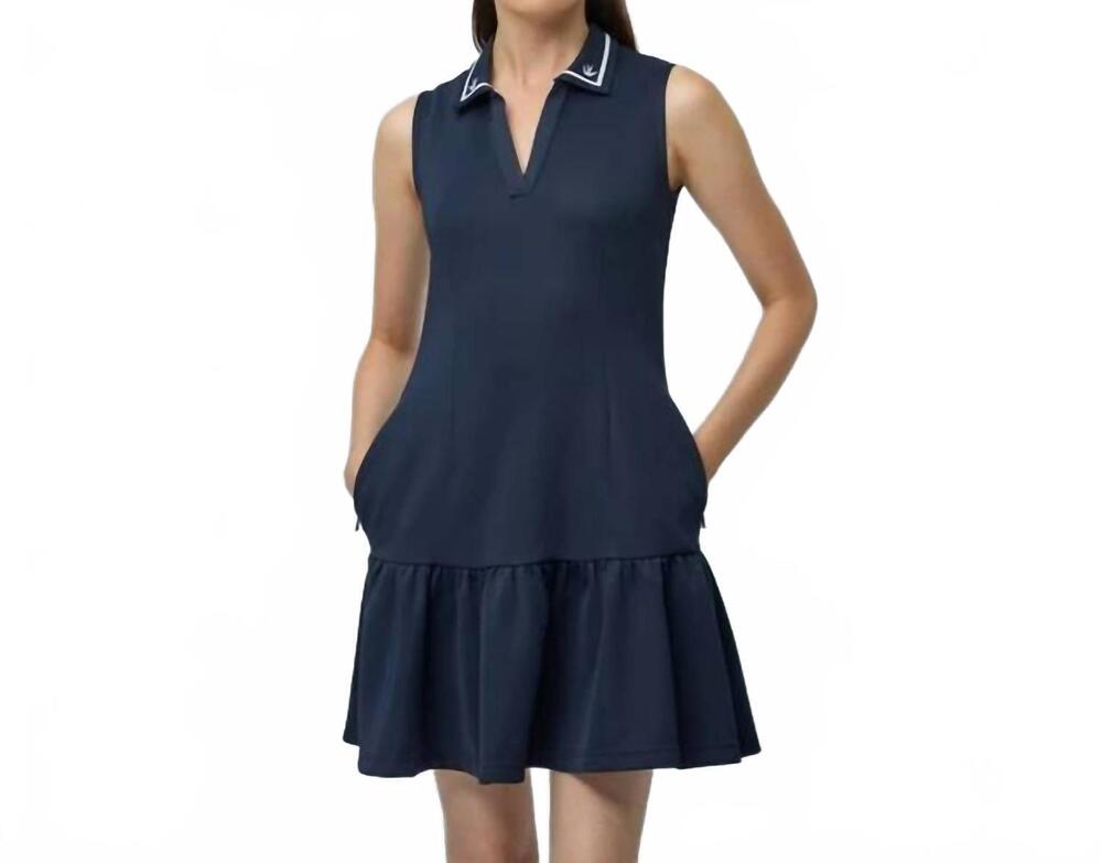 NEW TILLEY airloft ruffle hem dress in navy